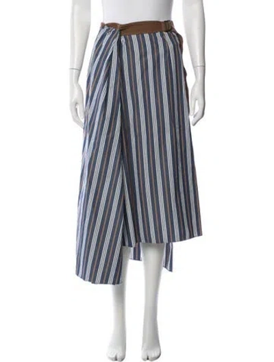 Pre-owned Brunello Cucinelli Striped Midi Length Skirt In Blue
