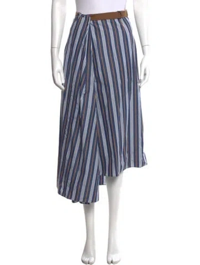 Pre-owned Brunello Cucinelli Striped Midi Length Skirt In Blue