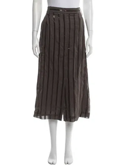 Pre-owned Brunello Cucinelli Striped Midi Length Skirt W/ Tags In Brown