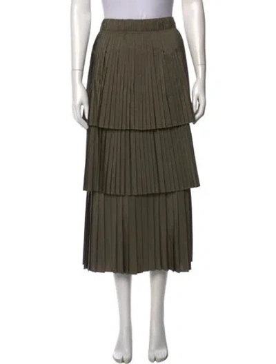 Pre-owned Brunello Cucinelli Striped Midi Length Skirt W/ Tags In Green