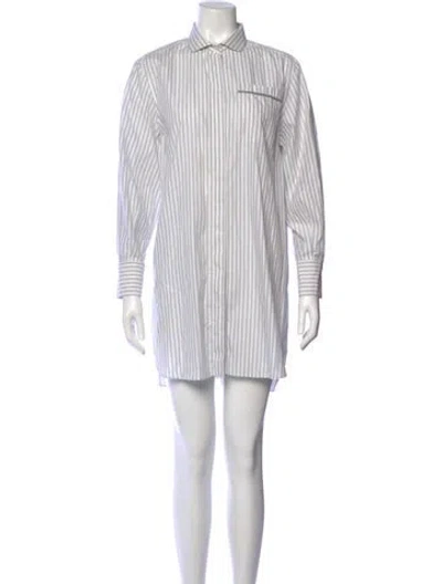 Pre-owned Brunello Cucinelli Striped Mini Dress In Gray