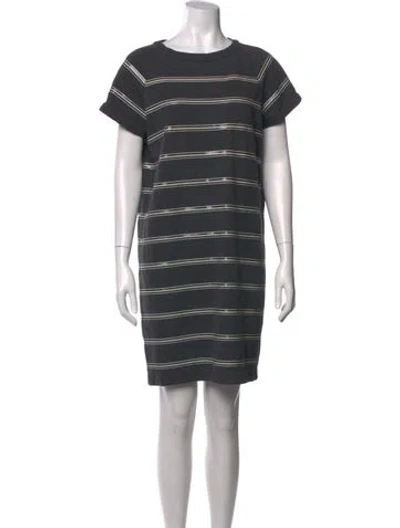 Pre-owned Brunello Cucinelli Striped Mini Dress In Grey