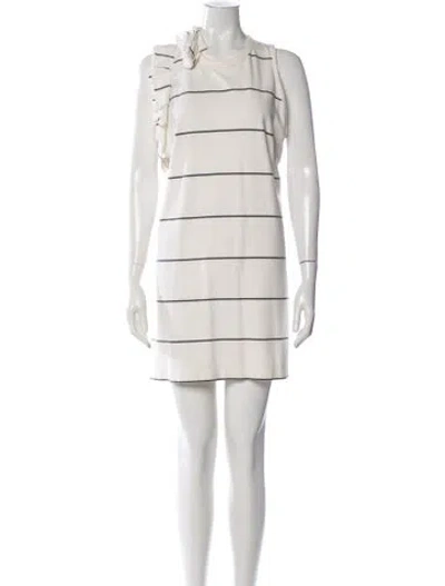 Pre-owned Brunello Cucinelli Striped Mini Dress In Neutral
