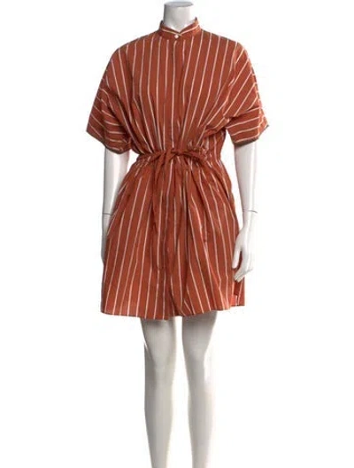 Pre-owned Brunello Cucinelli Striped Mini Dress In Orange