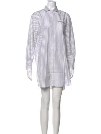 Pre-owned Brunello Cucinelli Striped Mini Dress In White