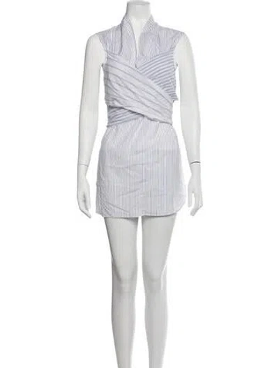 Pre-owned Brunello Cucinelli Striped Mini Dress In White