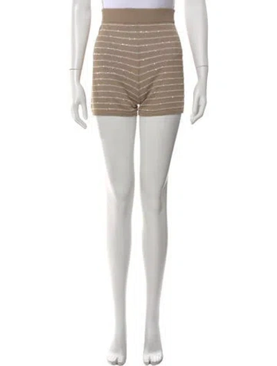 Pre-owned Brunello Cucinelli Striped Mini Shorts In Neutral