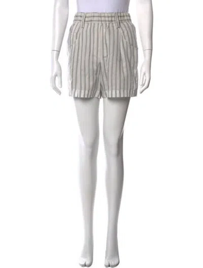 Pre-owned Brunello Cucinelli Striped Mini Shorts W/ Tags In White
