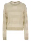 Brunello Cucinelli Striped Mohair And Wool Sweater In Beige