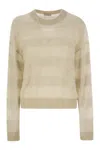 Brunello Cucinelli Striped Mohair And Wool Sweater In Tan