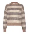 Brunello Cucinelli Striped Mohair-blend Jumper In Nude