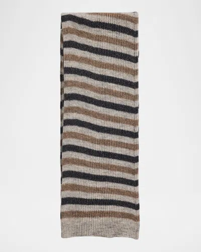 Brunello Cucinelli Striped Mohair Blend-scarf In Clm03 Smoke