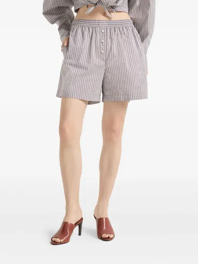 BRUNELLO CUCINELLI STRIPED MONILI-DETAIL SHORTS