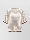 Brunello Cucinelli Striped Motif Wool And Cashmere Sweater In White