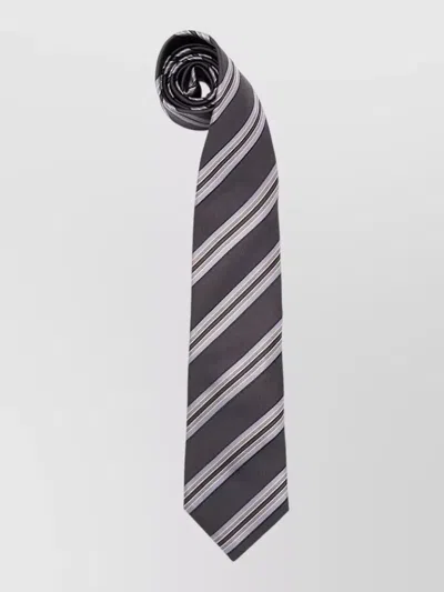 Brunello Cucinelli Striped Necktie Regular Width Traditional Design In Burgundy