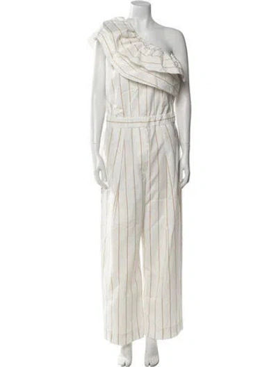 Pre-owned Brunello Cucinelli Striped One-shoulder Jumpsuit In Neutral