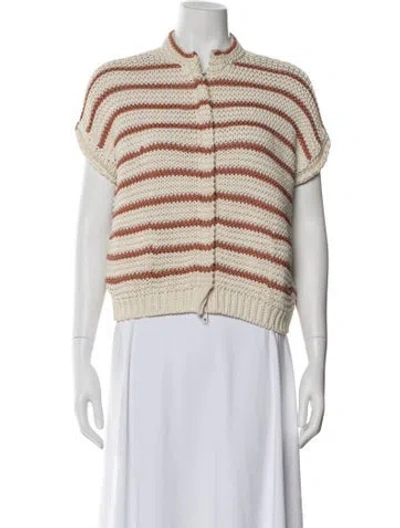 Pre-owned Brunello Cucinelli Striped Open Front Sweater In Multi