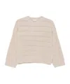 Brunello Cucinelli Striped Open-knit Sweater In Gold