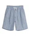 Brunello Cucinelli Striped Organic-linen Shorts In Blue