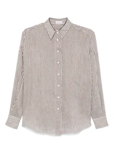 BRUNELLO CUCINELLI STRIPED ORGANZA SHIRT