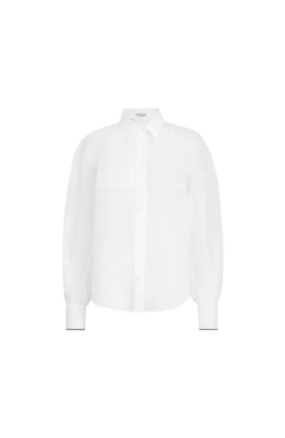 Brunello Cucinelli Sheer Long-sleeve Shirt In White