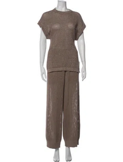 Pre-owned Brunello Cucinelli Striped Pant Set W/ Tags In Neutral