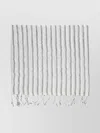 Brunello Cucinelli Striped Pattern Fringes Lightweight Linen Scarf In Neutral