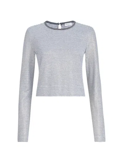 Brunello Cucinelli Striped-pattern Lamé Top In Multi