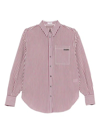 Brunello Cucinelli Striped-pattern Patch-pocket Shirt In Pink