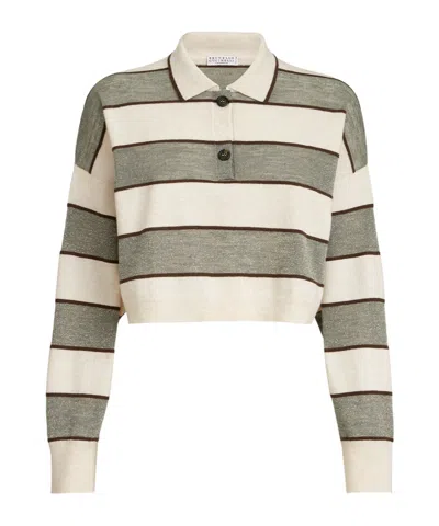 Brunello Cucinelli Striped-pattern Polo In Multi