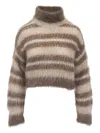 Brunello Cucinelli Striped-pattern Sweater In Brown