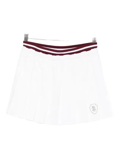Brunello Cucinelli Striped Pleated Skirt In White