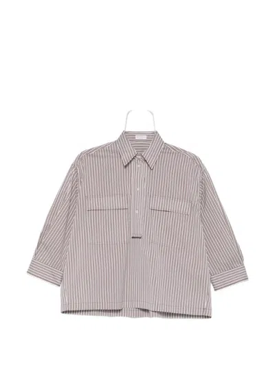 Brunello Cucinelli Striped Pocket Blouse In Gray