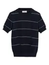 Brunello Cucinelli Striped Polo Shirt In Blue