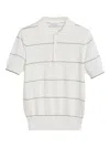 Brunello Cucinelli Striped Polo Shirt In Neutrals