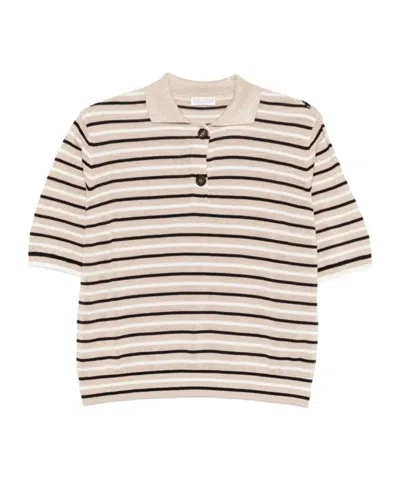 Brunello Cucinelli Striped Polo Top In Multi