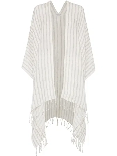 Brunello Cucinelli Striped Poncho In White