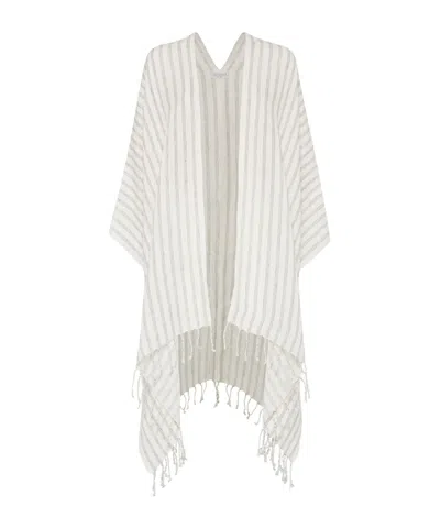 Brunello Cucinelli Striped Poncho In White