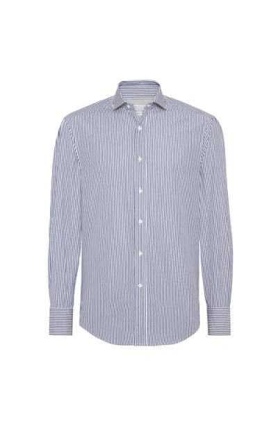 BRUNELLO CUCINELLI BRUNELLO CUCINELLI STRIPED POPLIN SHIRT