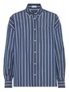 Brunello Cucinelli Striped Poplin Shirt In Multi