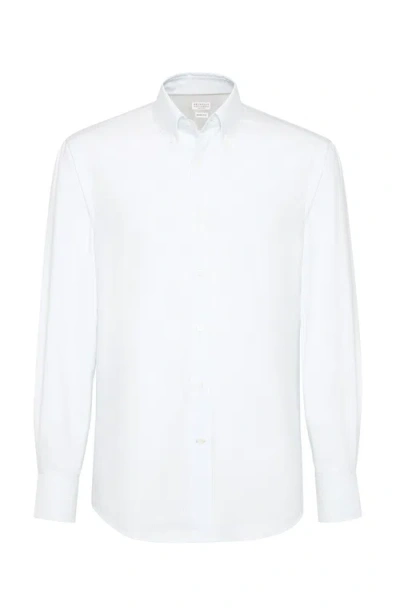 Brunello Cucinelli Striped Poplin Shirt In Pale Blue