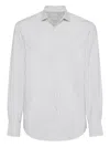Brunello Cucinelli Striped Poplin Shirt In White