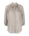 Brunello Cucinelli Striped Puff-sleeve Blouse In Multicolor