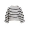 Brunello Cucinelli Linen Striped Rhinestone Pullover