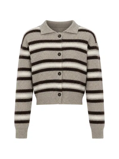 Brunello Cucinelli Striped Ribbed Cardigan In Multi