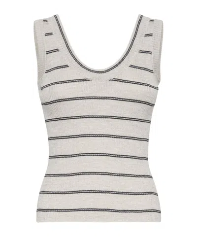Brunello Cucinelli Striped Ribbed Knit Tank Top In Multi