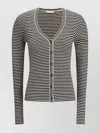 Brunello Cucinelli Striped Cardigan In Black