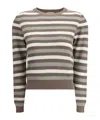 Brunello Cucinelli Women Sparkling Striped Sweater In Brown