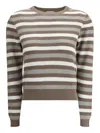 Brunello Cucinelli Women Sparkling Striped Sweater In Gray