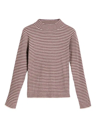 Brunello Cucinelli Kids' Striped Ribbed Sweater In Red
